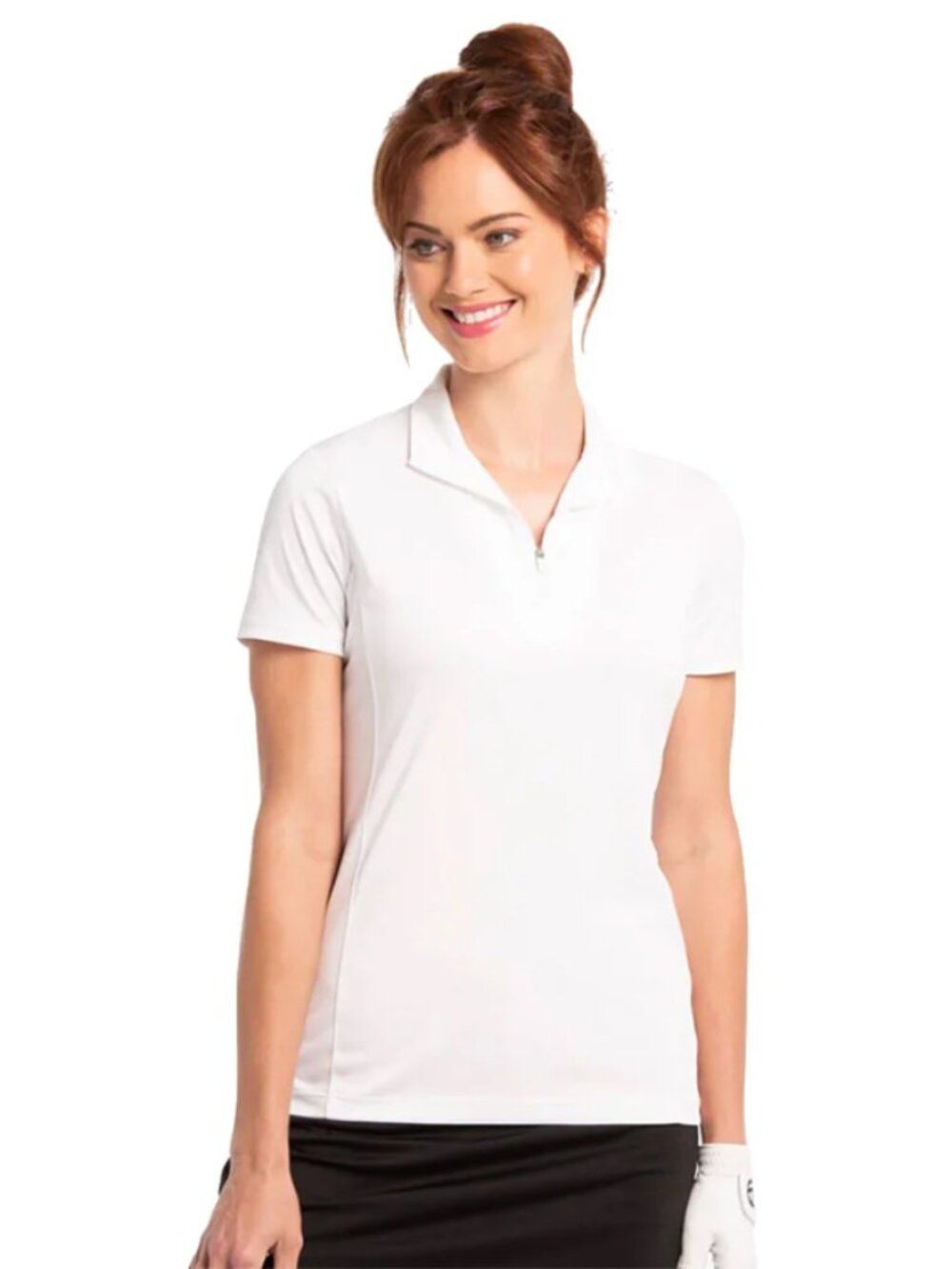EP New York Convertible Zip Mock Womens Short Sleeve Golf Polo